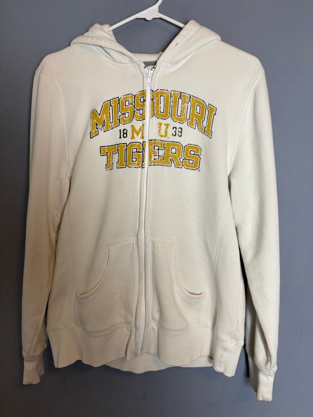 Missouri Tigers 1839 MU Zip Hoodie Cream Size S